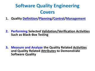 Software Quality Engineering Covers