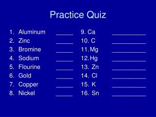 Practice Quiz