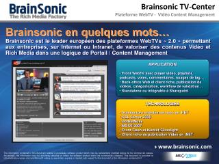 Brainsonic TV-Center Plateforme WebTV - Vidéo Content Management