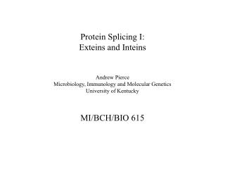 Protein Splicing I: Exteins and Inteins