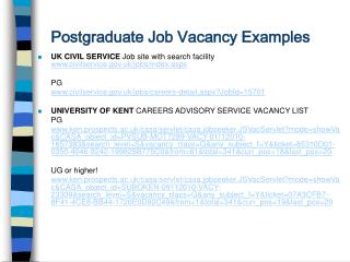 Postgraduate Job Vacancy Examples