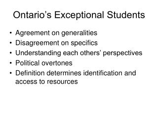Ontario’s Exceptional Students