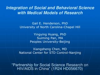 Integration of Social and Behavioral Science with Medical Models of Research