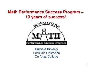 Math Performance Success Program – 10 years of success!