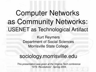 Computer Networks as Community Networks: