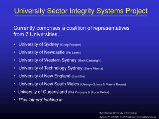 University Sector Integrity Systems Project
