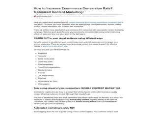 How to increase ecommerce conversion rate? Optimized Content