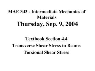 Main Steps of Beam Bending Analysis