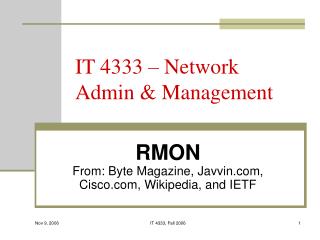 IT 4333 – Network Admin &amp; Management