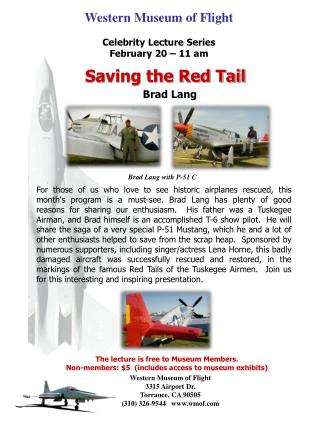 Western Museum of Flight Celebrity Lecture Series February 20 – 11 am