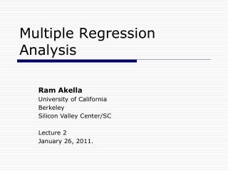 Multiple Regression Analysis