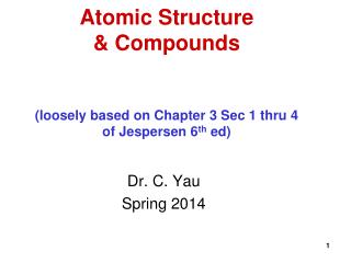 Atomic Structure &amp; Compounds (loosely based on Chapter 3 Sec 1 thru 4 of Jespersen 6 th ed)