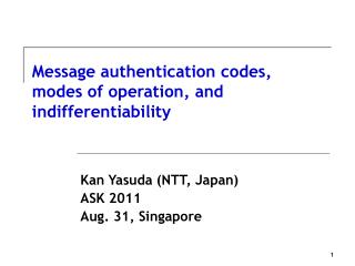 Message authentication codes, modes of operation, and indifferentiability