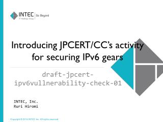 Introducing JPCERT/CC’s activity for securing IPv6 gears
