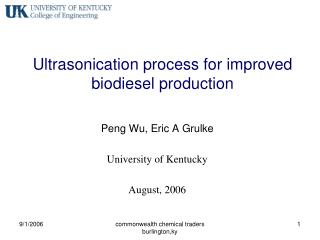 Ultrasonication process for improved biodiesel production