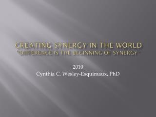 creating synergy in the world “Difference is the Beginning of synergy”