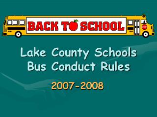 Lake County Schools Bus Conduct Rules