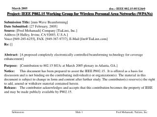 Project: IEEE P802.15 Working Group for Wireless Personal Area Networks (WPANs)