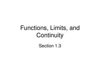 Functions, Limits, and Continuity