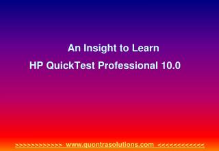 An insight to learn hp quick test professional 10.0 by quont