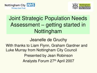 Joint Strategic Population Needs Assessment – getting started in Nottingham