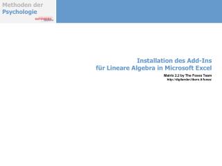 Installation des Add-Ins für Lineare Algebra in Microsoft Excel