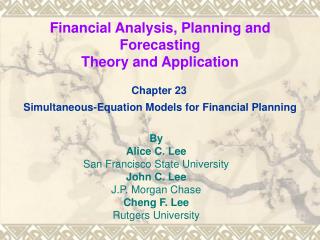 Financial Analysis, Planning and Forecasting Theory and Application