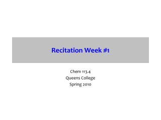 Recitation Week #1