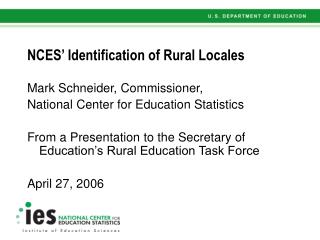 NCES’ Identification of Rural Locales