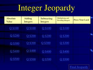 Integer Jeopardy