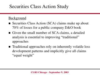 Securities Class Action Study
