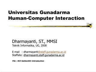 Universitas Gunadarma Human-Computer Interaction
