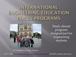 International Engineering Education Focus Programs