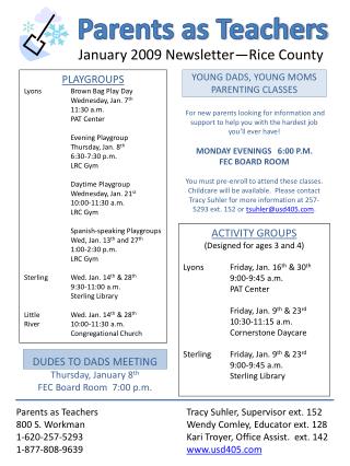 January 2009 Newsletter—Rice County