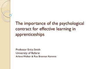 The importance of the psychological contract for effective learning in apprenticeships