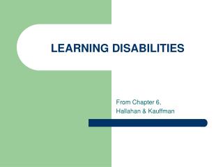 LEARNING DISABILITIES