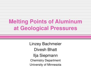 Melting Points of Aluminum at Geological Pressures