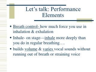 Let’s talk: Performance Elements