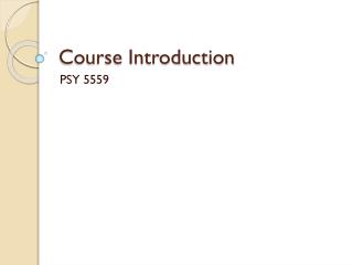 Course Introduction