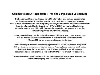 Comments about Haplogroup I Tree and Conjectured Spread Map