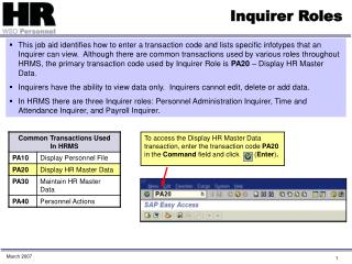 Inquirer Roles