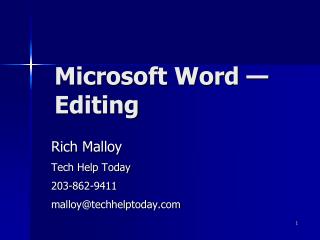 Microsoft Word — Editing