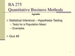 BA 275 Quantitative Business Methods