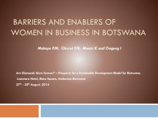 Barriers and Enablers of Women in Business in Botswana