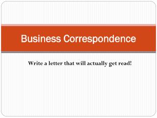 Business Correspondence