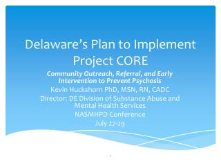 Delaware’s Plan to Implement Project CORE
