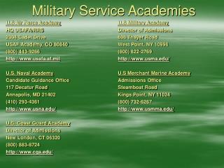 Military Service Academies