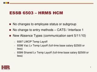 ESSB 6503 – HRMS HCM