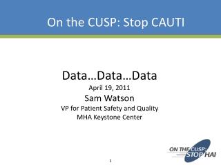 Data…Data…Data April 19, 2011 Sam Watson VP for Patient Safety and Quality MHA Keystone Center