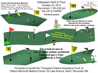 Halloween Golf-A-Thon October 20, 2013 Tournament 1:00-4:00 pm Tee-Off at 2:00PM